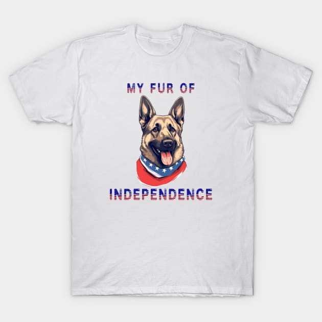 German Shepherd Funny USA Flag 4th of July Fur Of Independence T-Shirt by Sniffist Gang